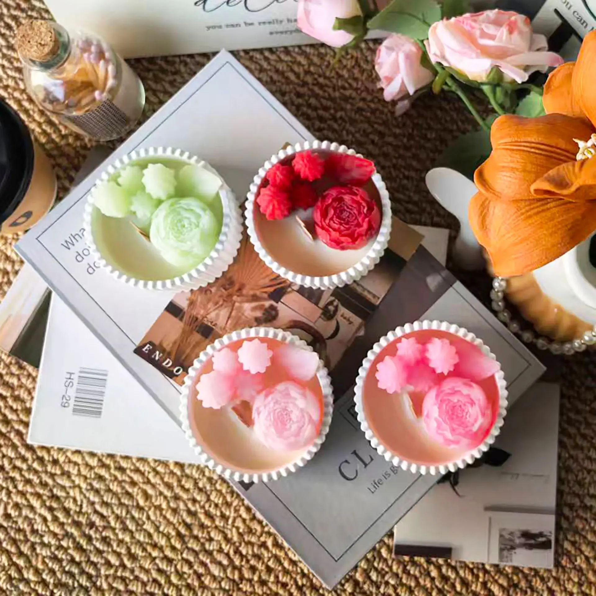2pcs Floral Rose Cup Scented C - огляд і ціна Waxing Kit Home