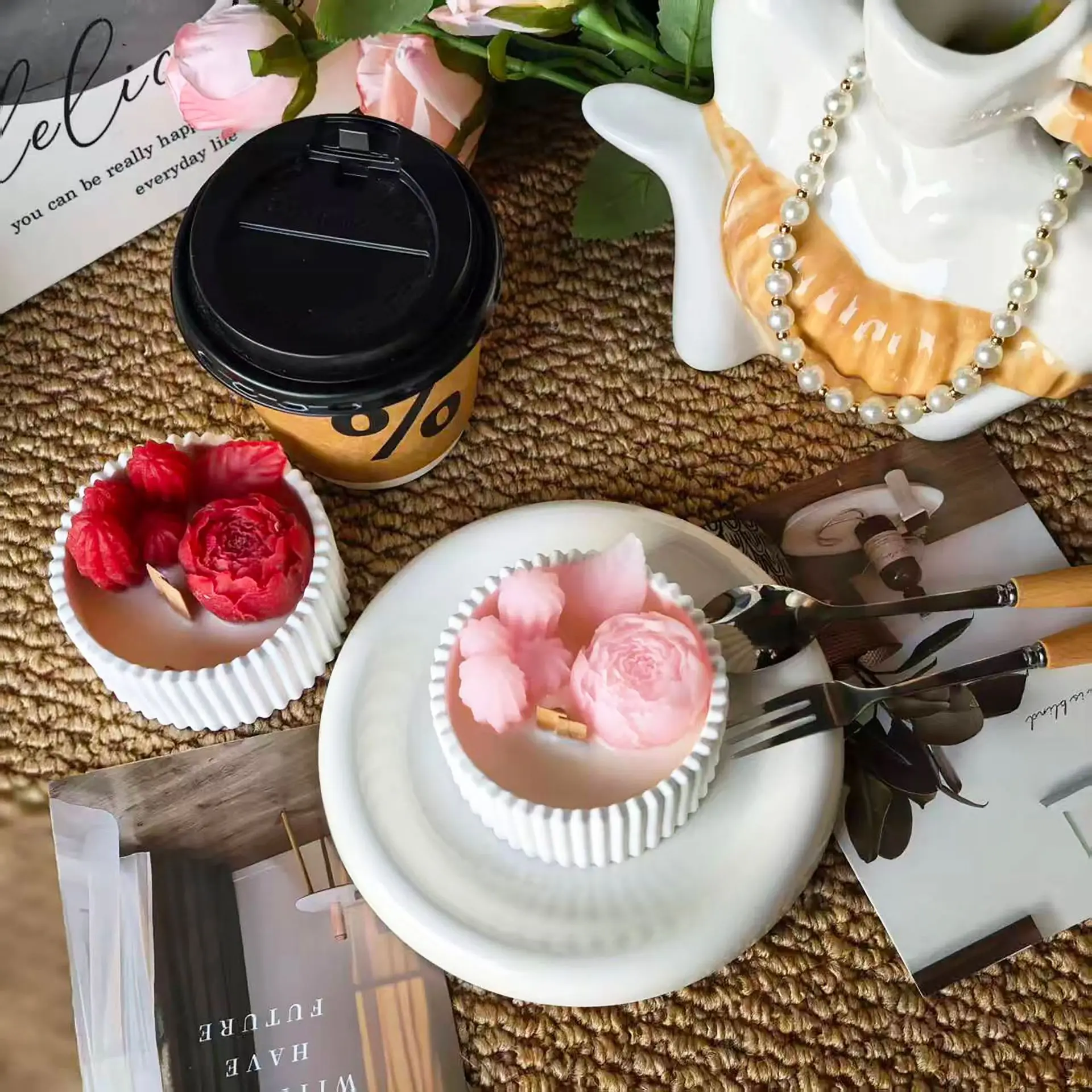 2pcs Floral Rose Cup Scented C - огляд і ціна Waxing Kit Home